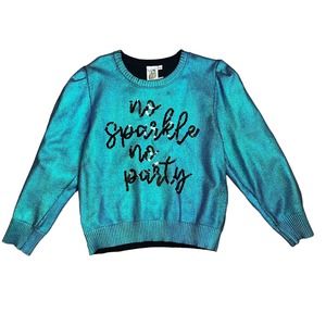Queen of Sparkles Women’s Sweater Large Metallic Blue No Sparkles No Party